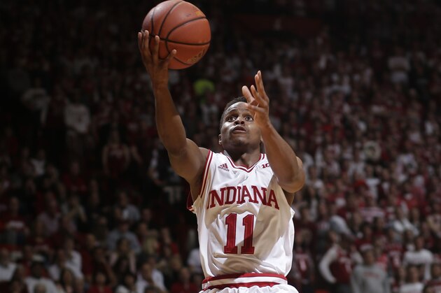Indiana guard Yogi Ferrell (11) shoots in the second half of an NCAA college basketball game against Maryland in Bloomington, Ind., Sunday, March 6, 2016. Indiana won 80-62. (AP Photo/AJ Mast)