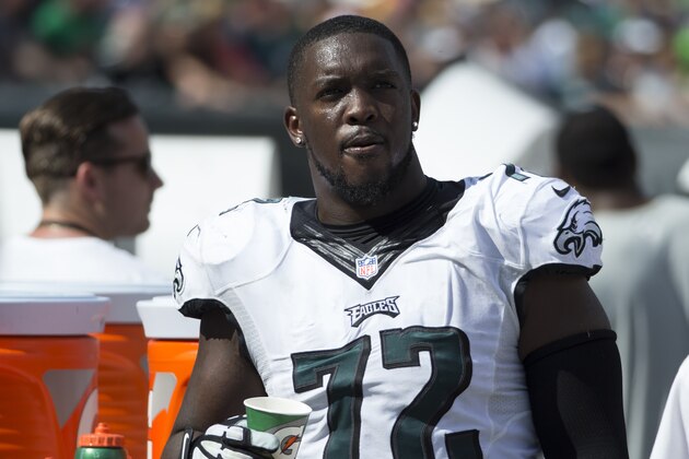 Philadelphia Eagles defensive end Cedric Thornton looks on during the second half of an NFL football game against the Jacksonville Jaguars, Sunday, Sept. 7, 2014, in Philadelphia. The Eagles won 34-17. (AP Photo/Chris Szagola)