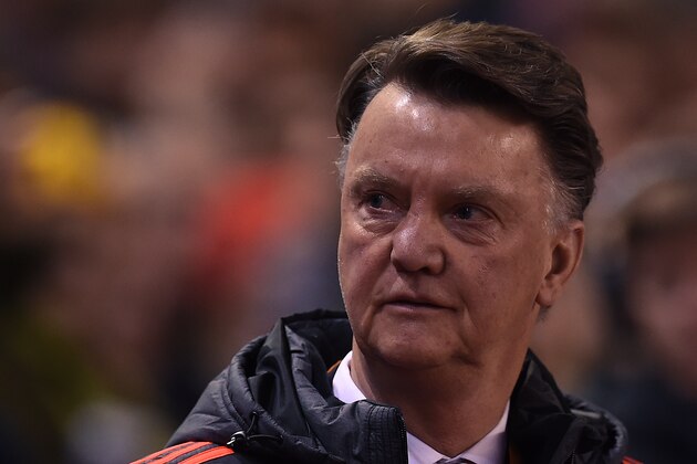 Manchester United's Dutch manager Louis van Gaal reacts ahead of the UEFA Europa League round of 16, first leg football match between Liverpool and Manchester United at Anfield in Liverpool, northwest England on March 10, 2016. / AFP / PAUL ELLIS        (Photo credit should read PAUL ELLIS/AFP/Getty Images)