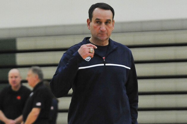 Aug 15, 2014; Chicago, IL, USA; Team USA basketball head coach Mike Krzyzewski  during national team practice at Quest MultiSport Complex. Mandatory Credit: David Banks-USA TODAY Sports