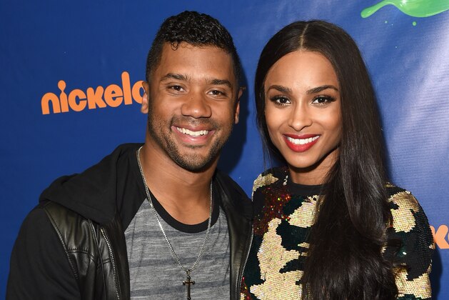WESTWOOD, CA - JULY 16:  Host Russell Wilson (L) and recording artist Ciara attend the Nickelodeon Kids' Choice Sports Awards 2015 at UCLA's Pauley Pavilion on July 16, 2015 in Westwood, California.  (Photo by Jason Merritt/KCSports2015/Getty Images For KCSports2015)