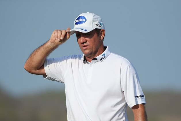HUA HIN, THAILAND - MARCH 12:  Scott Hend of Australia celebrates during the third round of the 2016 True Thailand Classic at Black Mountain Golf Club on March 12, 2016 in Hua Hin, Thailand.  (Photo by Ian Walton/Getty Images)