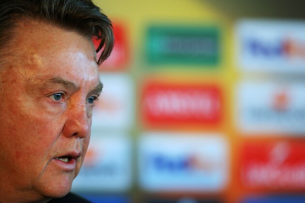 MANCHESTER, ENGLAND - MARCH 09:  Louis van Gaal, manager of Manchester Uniited speaks during a press conference ahead of the UEFA Europa League round of 16 first leg match between Liverpool and Manchester United at Aon Training Complex on March 9, 2016 in Manchester, England.  (Photo by Dave Thompson/Getty Images)