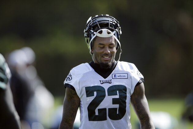 Philadelphia Eagles cornerback Nolan Carroll walks off the field at the NFL football team's practice facility, Thursday, Oct. 8, 2015, in Philadelphia. (AP Photo/Matt Rourke)