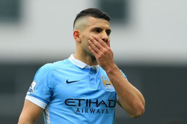 NORWICH, ENGLAND - MARCH 12:  Sergio Aguero of Manchester City reacts during the Barclays Premier League match between Norwich City and Manchester City at Carrow Road on March 12, 2016 in Norwich, England.  (Photo by Stephen Pond/Getty Images)