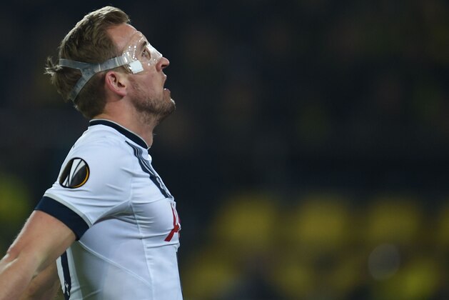 Tottenham Hotspur's English striker Harry Kane reacts after the UEFA Europe League Round of 16 first leg football match between Borussia Dortmund and Tottenham Hotspurs in Dortmund, western Germany on March 10, 2016. 
Dortmund won the match 3-0.  / AFP / PATRIK STOLLARZ        (Photo credit should read PATRIK STOLLARZ/AFP/Getty Images)