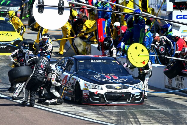 Mar 13, 2016; Avondale, AZ, USA; NASCAR Sprint Cup Series driver Kevin Harvick pits during the Good Sam 500 at Phoenix International Raceway. Mandatory Credit: Mark J. Rebilas-USA TODAY Sports