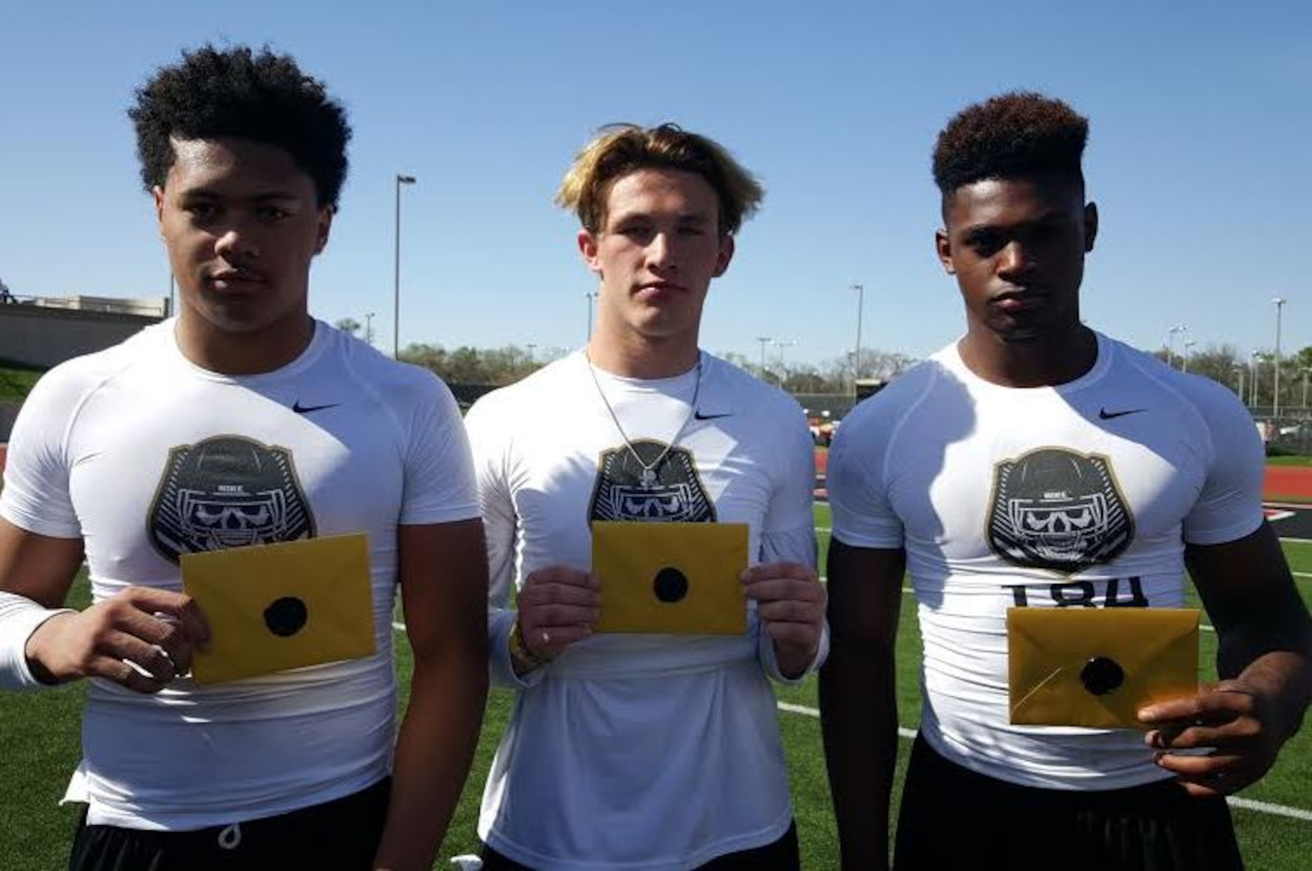 The Opening Dallas regional saw three linebackers punch their tickets to The Opening finals this summer in Beaverton, Oregon. From left, Anthony Hines III, Oklahoma commit Levi Draper and Baron Browning earned invitations.