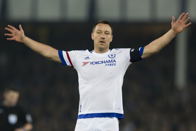 Chelsea's John Terry gestures during the English FA Cup quarter-final soccer match between Everton and Chelsea at Goodison Park Stadium, Liverpool, England, Saturday March 12, 2016. (AP Photo/Jon Super) Chelsea's John Terry gestures during the English FA Cup quarter-final soccer match between Everton and Chelsea at Goodison Park Stadium, Liverpool, England, Saturday March 12, 2016. (AP Photo/Jon Super)
