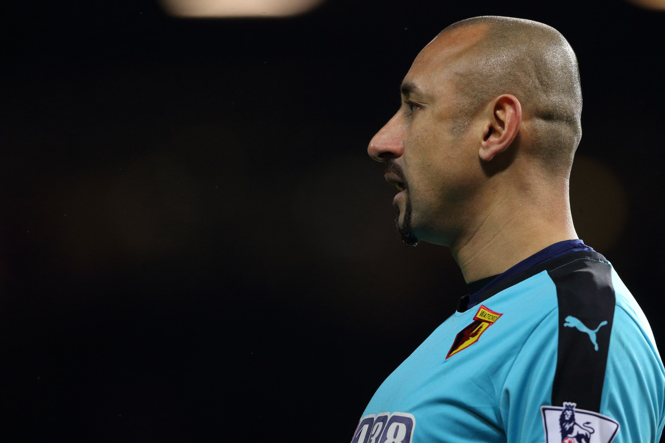 MANCHESTER, ENGLAND - MARCH 02: Goalkeeper Heurelho Gomes of Watford during the Barclays Premier League match between Manchester United and Watford at Old Trafford on March 02, 2016 in Manchester, England.  (Photo by Matthew Ashton - AMA/Getty Images)