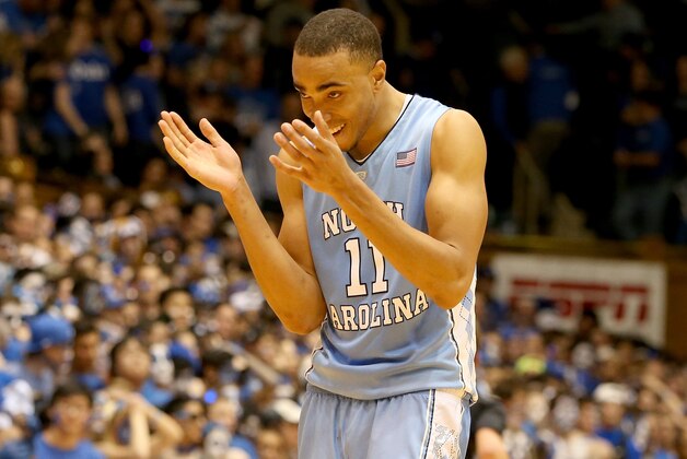 DURHAM, NC - MARCH 05:  Brice Johnson #11 of the North Carolina Tar Heels celebrates after defeating the Duke Blue Devils 76-72 at Cameron Indoor Stadium on March 5, 2016 in Durham, North Carolina.  (Photo by Streeter Lecka/Getty Images)