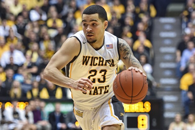 WICHITA, KS - DECEMBER 09:  Guard Fred VanVleet #23 of the Wichita State Shockers dribbles the ball up court against the UNLV Rebels during the first half on December 9, 2015 at Charles Koch Arena in Wichita, Kansas.  (Photo by Peter G. Aiken/Getty Images)