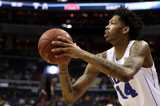 WASHINGTON, DC - MARCH 09: Brandon Ingram #14 of the Duke Blue Devils shoots against the North Carolina State Wolfpack during the first half in the second round of the 2016 ACC Basketball Tournament at Verizon Center on March 9, 2016 in Washington, DC. (Photo by Patrick Smith/Getty Images)