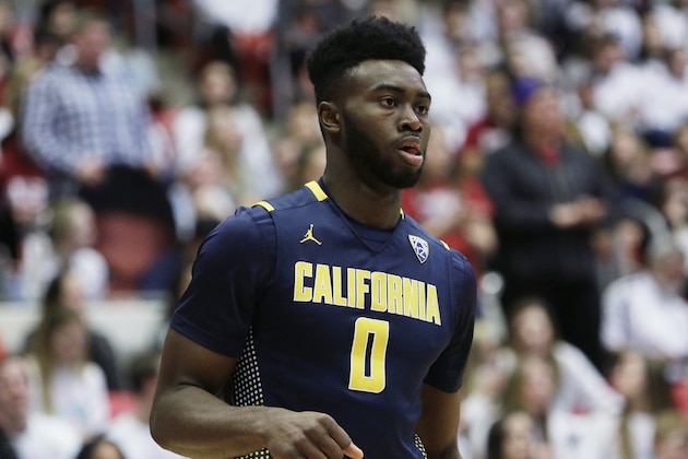 California's Jaylen Brown (0) walks on the court during the first half of an NCAA college basketball game against Washington State, Sunday, Feb. 21, 2016, in Pullman, Wash. (AP Photo/Young Kwak)