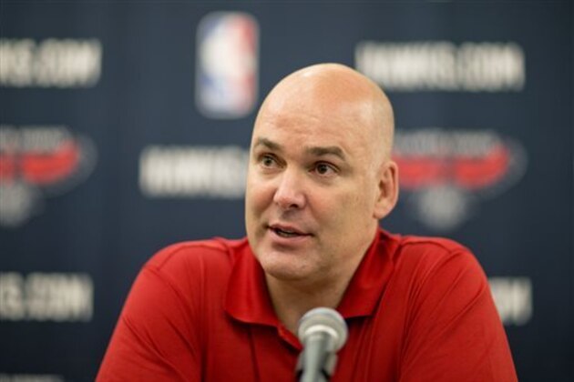 FILE - In this July 10, 2013, file photo, Atlanta Hawks general manager Danny Ferry speaks at a press conference in Atlanta. Ferry has been disciplined by CEO Steve Koonin for making racially charged comments about Luol Deng when the team pursued the free agent this year. Ferry apologized Tuesday, Sept. 9, 2014, for “repeating comments that were gathered from numerous sources” about Deng. (AP Photo/David Goldman, File) FILE - In this July 10, 2013, file photo, Atlanta Hawks general manager Danny Ferry speaks at a press conference in Atlanta. Ferry has been disciplined by CEO Steve Koonin for making racially charged comments about Luol Deng when the team pursued the free agent this year. Ferry apologized Tuesday, Sept. 9, 2014, for “repeating comments that were gathered from numerous sources” about Deng. (AP Photo/David Goldman, File)