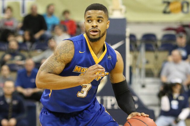 Dec 13, 2015; Pittsburgh, PA, USA; Morehead State Eagles guard Corban Collins (3) dribbles the ball against the Pittsburgh Panthers during the first half at the Petersen Events Center. Mandatory Credit: Charles LeClaire-USA TODAY Sports