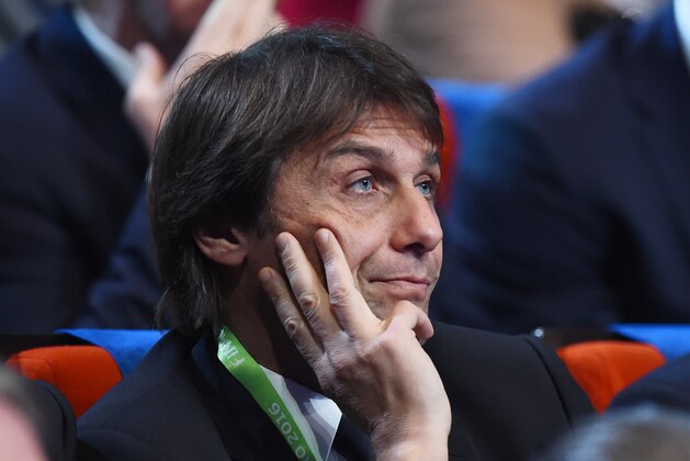 PARIS, FRANCE - DECEMBER 12:  Antonio Conte Manager of Italy looks on during the UEFA Euro 2016 Final Draw Ceremony at Palais des Congres on December 12, 2015 in Paris, France.  (Photo by Laurence Griffiths/Getty Images)
