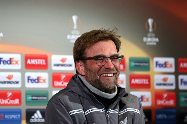 MANCHESTER, ENGLAND - MARCH 16:  Jurgen Klopp, Manager of Liverpool speaks during a press conference ahead of the UEFA Europa League round of 16 second leg match between Manchester United and Liverpool at Old Trafford on March 16, 2016 in Manchester, England.  (Photo by Steve Bardens/Getty Images)