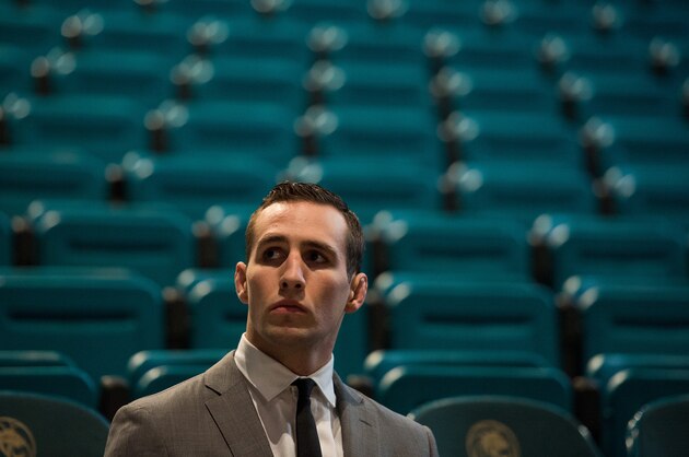 LAS VEGAS, NV - MARCH 4:   Rory MacDonald waits backstage stage before the UFC Unstoppable Launch Press Conference in the MGM Grand Garden Arena on March 4, 2016 in Las Vegas, Nevada. (Photo by Brandon Magnus/Zuffa LLC/Zuffa LLC via Getty Images)