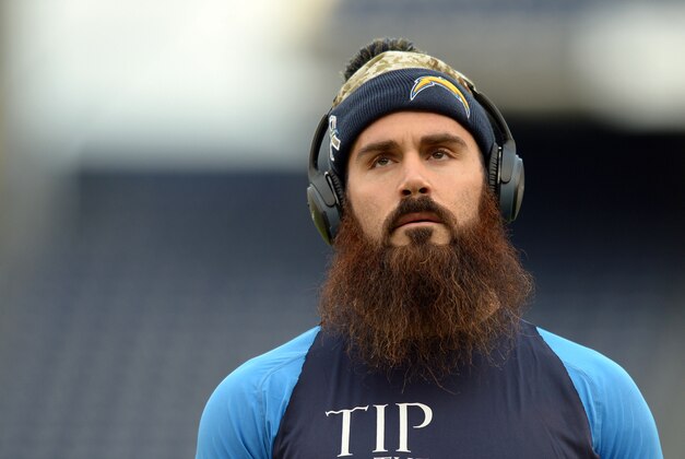 Nov 9, 2015; San Diego, CA, USA; San Diego Chargers free safety Eric Weddle (32) looks on before the game against the Chicago Bears at Qualcomm Stadium. Mandatory Credit: Jake Roth-USA TODAY Sports