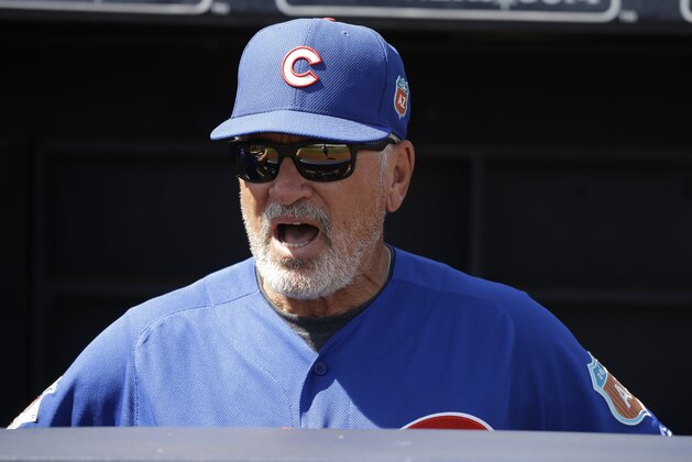 Chicago Cubs manager Joe Maddon watches before a spring training baseball game against the San Diego Padres on Tuesday, March 15, 2016, in Peoria, Ariz. (AP Photo/Darron Cummings)