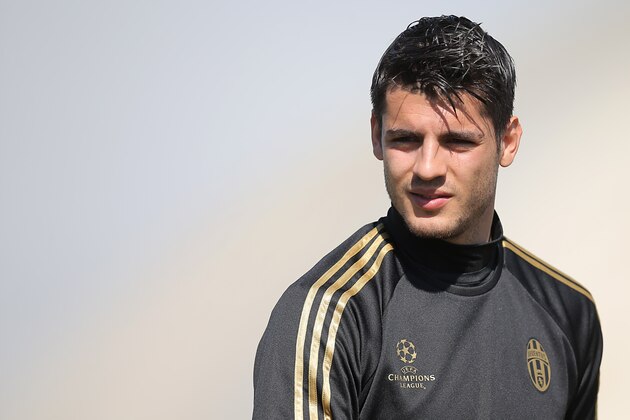 Juventus' Spanish forward Alvaro Morata takes part in a training session on March 15, 2016 at the Juventus Training Center in Vinovo, near Turin on the eve of the UEFA Champions League football match between FC Bayern Munich and Juventus. / AFP / MARCO BERTORELLO        (Photo credit should read MARCO BERTORELLO/AFP/Getty Images)