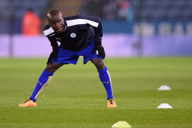 LEICESTER, ENGLAND - MARCH 14:  Ngolo Kante of Leicester City warms up prior to the Barclays Premier League match between Leicester City and Newcastle United at The King Power Stadium on March 14, 2016 in Leicester, England.  (Photo by Michael Regan/Getty Images)
