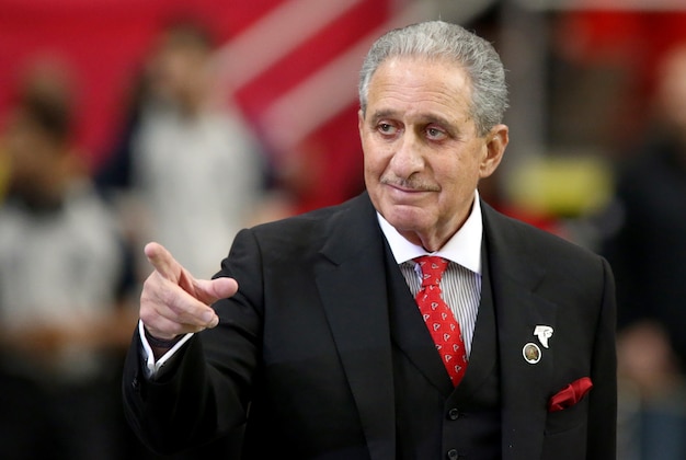 Nov 22, 2015; Atlanta, GA, USA; Atlanta Falcons owner Arthur Blank is shown during warm-ups before the Falcons game against the Indianapolis Colts at the Georgia Dome. Mandatory Credit: Jason Getz-USA TODAY Sports
