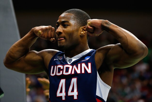 DES MOINES, IA - MARCH 17: Rodney Purvis #44 of the Connecticut Huskies reacts after a play in the second half against the Colorado Buffaloes during the first round of the 2016 NCAA Men's Basketball Tournament at Wells Fargo Arena on March 17, 2016 in Des Moines, Iowa.  (Photo by Kevin C. Cox/Getty Images)