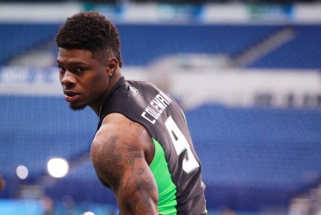 Feb 27, 2016; Indianapolis, IN, USA; Baylor Bears wide receiver Corey Coleman watches from the sidelines as he sits out the workout drills during the 2016 NFL Scouting Combine at Lucas Oil Stadium. Mandatory Credit: Brian Spurlock-USA TODAY Sports