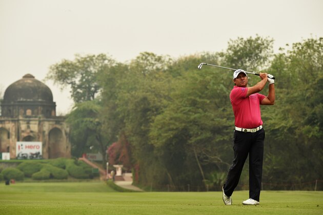NEW DELHI, INDIA - MARCH 18:  Terry Pilkadaris of Australia plays a shot during the second round of the Hero Indian Open at Delhi Golf Club on March 18, 2016 in New Delhi, India.  (Photo by Stuart Franklin/Getty Images)