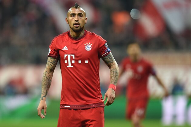 Bayern Munich's Chilian midfielder Arturo Vidal pictured during the UEFA Champions League, Round of 16, second leg football match FC Bayern Munich v Juventus in Munich, southern Germany on March 16, 2016. / AFP / CHRISTOF STACHE        (Photo credit should read CHRISTOF STACHE/AFP/Getty Images)
