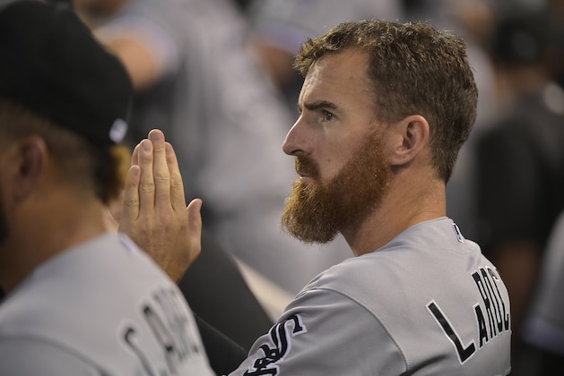 KANSAS CITY, MO - SEPTEMBER 05: Adam LaRoche #25 of the Chicago White Sox watches their game against the Kansas City Royals during the sixth inning at Kauffman Stadium on September 5, 2015 in Kansas City, Missouri. The White Sox won the game 6-1.(Photo by Reed Hoffmann/Getty Images) KANSAS CITY, MO - SEPTEMBER 05: Adam LaRoche #25 of the Chicago White Sox watches their game against the Kansas City Royals during the sixth inning at Kauffman Stadium on September 5, 2015 in Kansas City, Missouri. The White Sox won the game 6-1.(Photo by Reed Hoffmann/Getty Images)