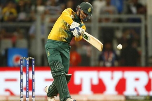 South Africa's Quinton de Kock bats against  England during their ICC World Twenty20 2016 cricket match at the Wankhede stadium in Mumbai, India,Friday, March 18, 2016. (AP Photo/Rajanish Kakade)