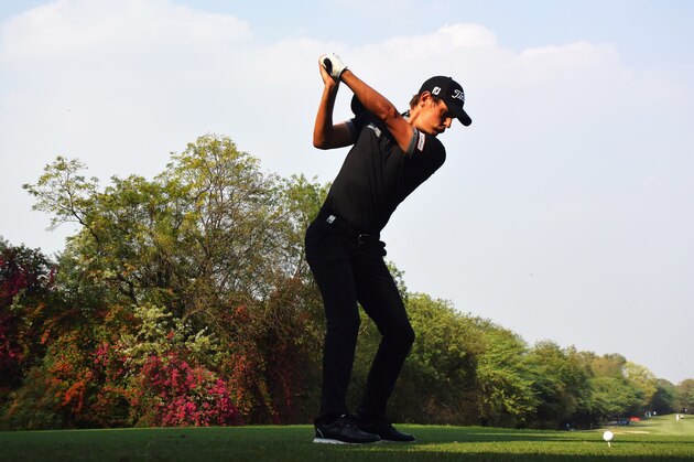NEW DELHI, INDIA - MARCH 18:  Jason Scrivener of Australia plays a shot during the second round of the Hero Indian Open at Delhi Golf Club on March 18, 2016 in New Delhi, India.  (Photo by Stuart Franklin/Getty Images)