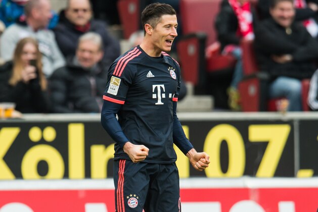 Robert Lewandowski of Bayern Munich during the Bundesliga match between 1. FC Koln and FC Bayern Munich on March 19, 2016 at the RheinEnergieStadion in Koln, Germany.(Photo by VI Images via Getty Images)