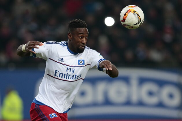 HAMBURG, GERMANY - JANUARY 22:  Johan Djourou of Hamburg in action during the Bundesliga match between Hamburger SV and FC Bayern Muenchen at Volksparkstadion on January 22, 2016 in Hamburg, Germany.  (Photo by Oliver Hardt/Getty Images)