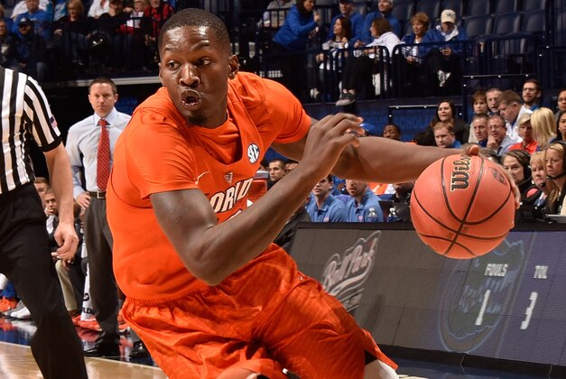 NASHVILLE, TENNESSEE - MARCH 11:  Dorian Finney-Smith #10 of the Florida Gators plays against the Texas A&M Aggies in an SEC Tournament Quarterfinal game at Bridgestone Arena on March 11, 2016 in Nashville, Tennessee.  (Photo by Frederick Breedon/Getty Images)