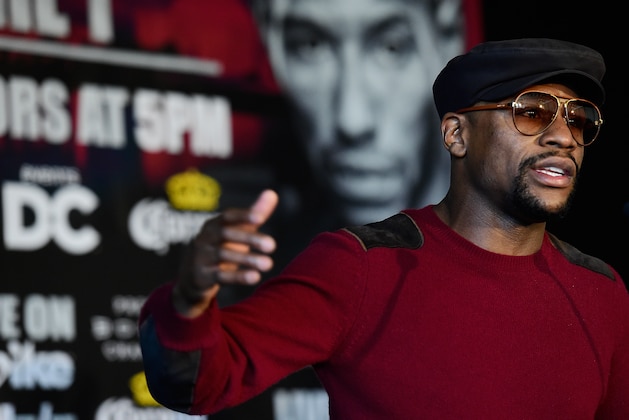 WASHINGTON, DC - FEBRUARY 29:  Promoter and former champion boxer Floyd Mayweather Jr. speaks during a press conference to announce the fight between Adrien Broner and Ashely Theophane at W Hotel Washington DC on February 29, 2016 in Washington, DC.  (Photo by Patrick McDermott/Getty Images)