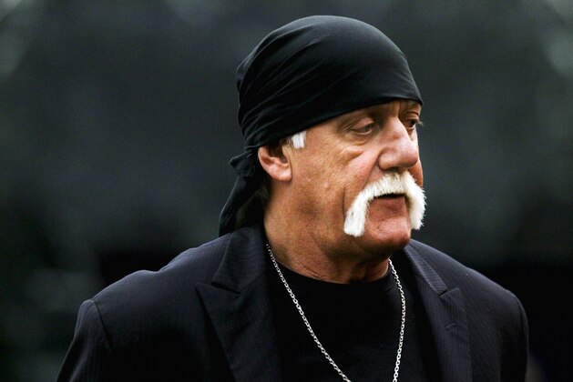 Hulk Hogan arrives before the start of his trial Thursday, March 17, 2016, in St. Petersburg, Fla. Hogan, whose given name is Terry Bollea, and his attorneys are suing Gawker Media for $100 million, saying his privacy was violated, and he suffered emotional distress after Gawker posted a sex tape of Hogan and his then-best friend's wife. (Dirk Shadd/The Tampa Bay Times via AP, Pool)