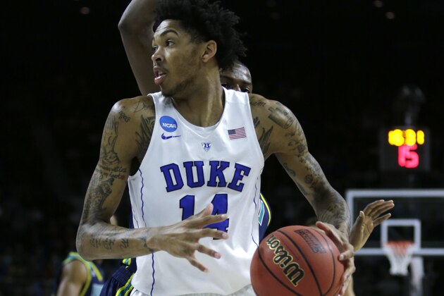 Duke guard Brandon Ingram (14) in the first half during the first round of the NCAA college men's basketball tournament in Providence, R.I., Thursday, March 17, 2016. (AP Photo/Charles Krupa)