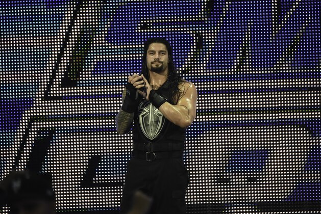 MIAMI, FL- SEPTEMBER 01: Roman Reigns looks on during the WWE Smackdown on September 1, 2015 at the American Airlines Arena in Miami, Florida.  (Photo by Ron ElkmanSports Imagery/Getty Images)