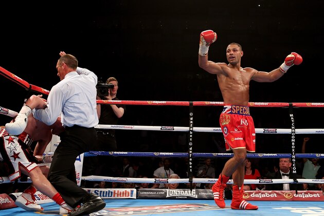LONDON, ENGLAND - MAY 30: Kell Brook of England celebrates after defeating Frankie Gavin of England during their IBF World Welterweight Championship bout at The O2 Arena on May 30, 2015 in London, England. (Photo by Ben Hoskins/Getty Images)