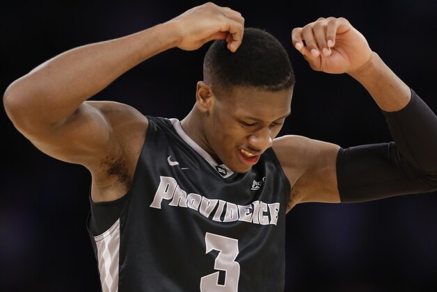 Providence guard Kris Dunn (3) reacts after a turnover in the second half of an NCAA college basketball game against Villanova during the semifinals of the Big East men's tournament, Friday, March 11, 2016, in New York. Villanova won 76-68. (AP Photo/Julie Jacobson)