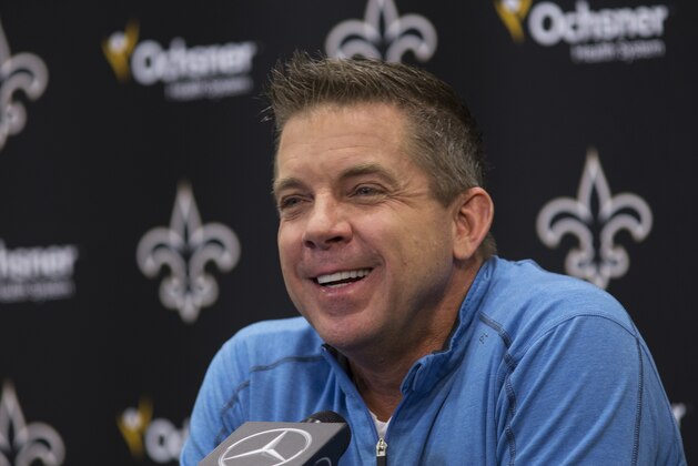 New Orleans Saints head coach Sean Payton speaks during a news conference at the NFL football training facility in Metairie, La., Wednesday, Jan. 6, 2016. Payton talked about his continued commitment to the Saints during the news conference. (AP Photo/Max Becherer)