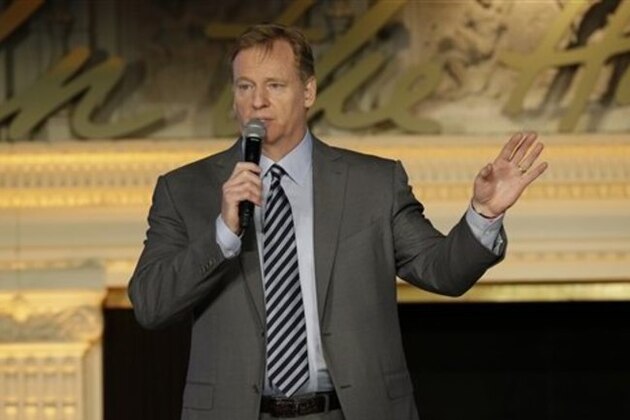 National Football League Commissioner Roger Goodell gestures while speaking before the NFL Women’s Summit Thursday, Feb. 4, 2016, in San Francisco. (AP Photo/Ben Margot)