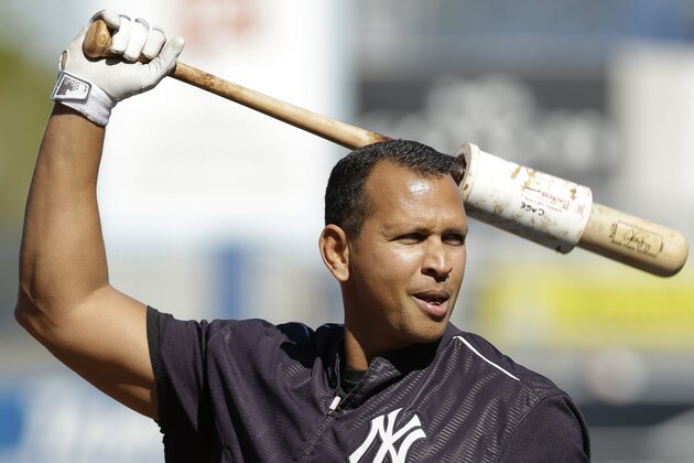 New York Yankees designated hitter Alex Rodriguez before a spring training baseball game against the New York Mets Tuesday, March 22, 2016, in Tampa, Fla. (AP Photo/Chris O'Meara)