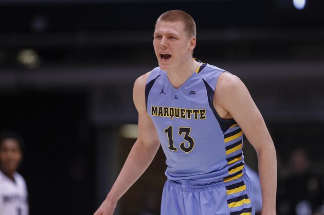 INDIANAPOLIS, IN - MARCH 5: Henry Ellenson #13 of the Marquette Golden Eagles is seen during the game against the Butler Bulldogs at Hinkle Fieldhouse on March 5, 2016 in Indianapolis, Indiana. (Photo by Michael Hickey/Getty Images)