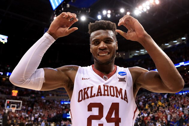 OKLAHOMA CITY, OK - MARCH 20:  Buddy Hield #24 of the Oklahoma Sooners celebrates after defeating the Virginia Commonwealth Rams with a score of 81 to 85 during the second round of the 2016 NCAA Men's Basketball Tournament at Chesapeake Energy Arena on March 20, 2016 in Oklahoma City, Oklahoma.  (Photo by Tom Pennington/Getty Images)
