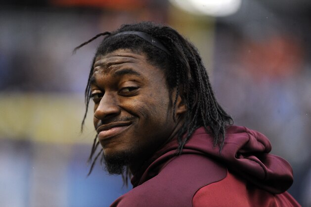 CHICAGO, IL- DECEMBER 13:  Robert Griffin III #10 of the Washington Redskins on the sidelines during the third quarter on December 13, 2015 at Soldier Field in Chicago, Illinois. The Washington Redskins won 24-21. (Photo by David Banks/Getty Images)